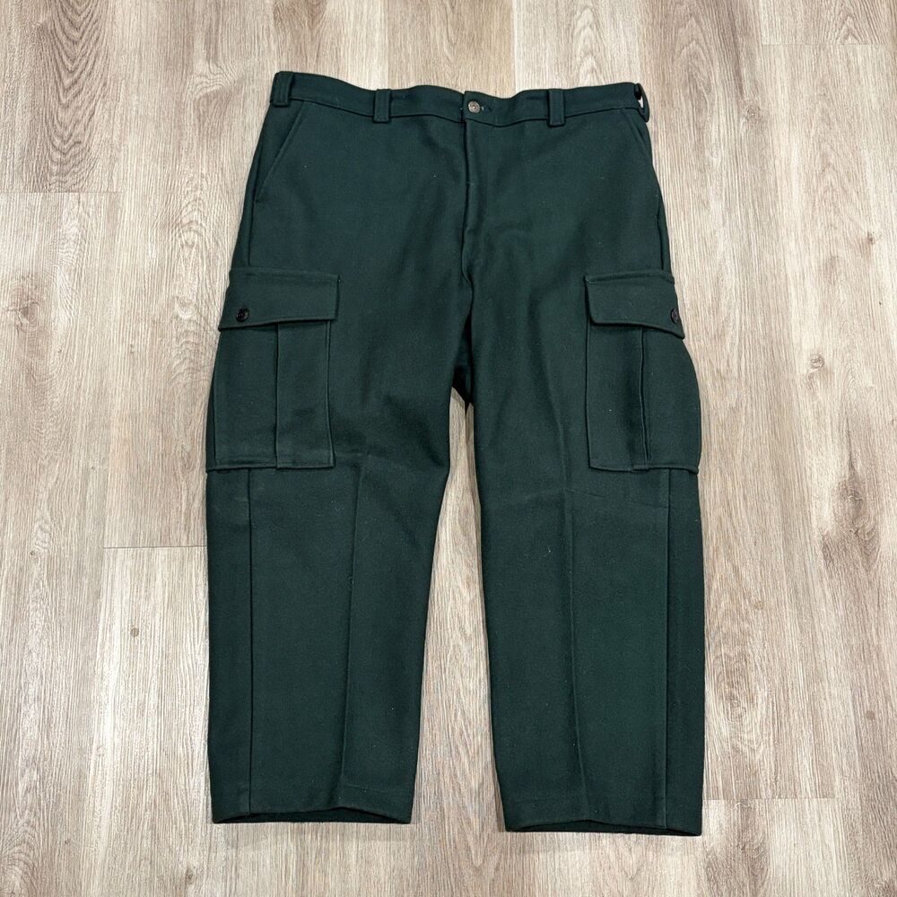 Vintage Codet Pants Mens Sz 41x28 Green Wool Blend Cargo Pockets Hunting Trouser